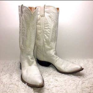 Vintage women’s M. L. LEDDY & sons San Angelo TX white western vaquero boots 9